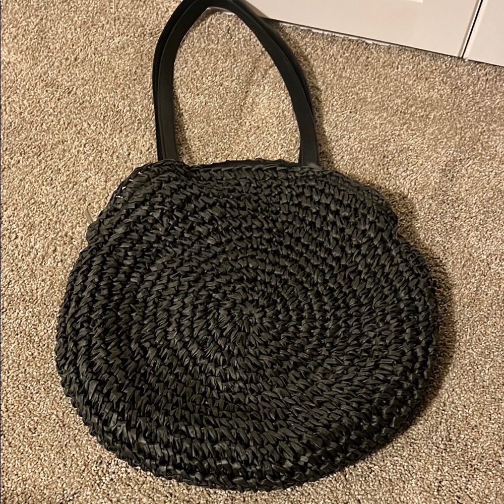 Black Woven Tote Bag